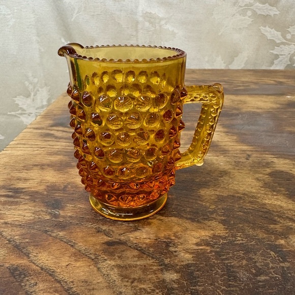Vintage Fenton Amber Hobnail Glass Pitcher - Picture 2 of 6